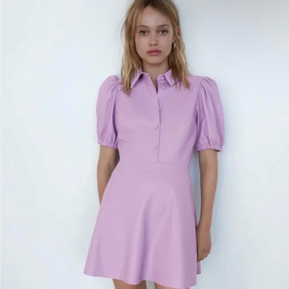 Faux Mini Leather Dress in mauve